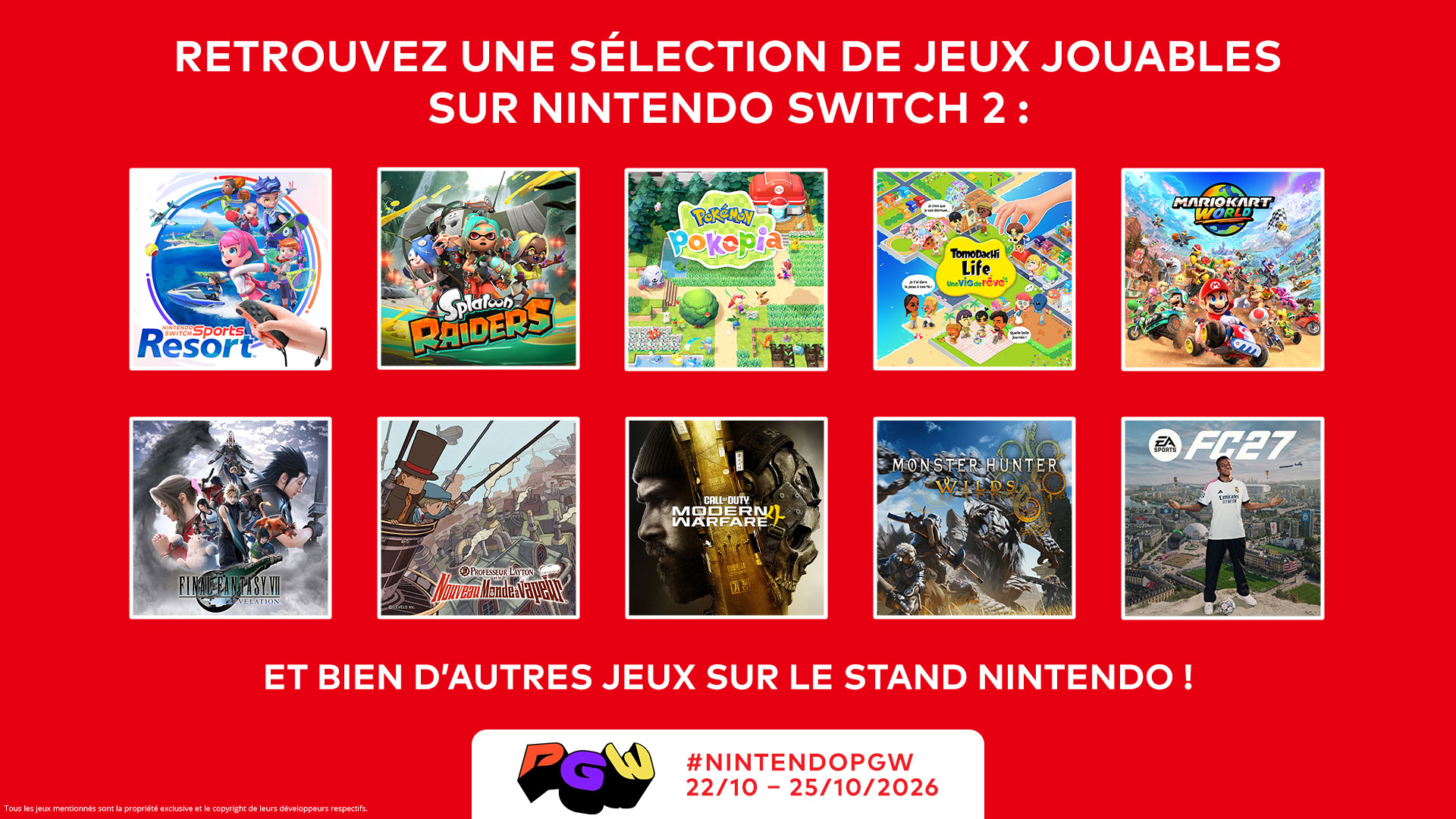 Nintendo à la PGW 2026 : les jeux Switch 2 à tester