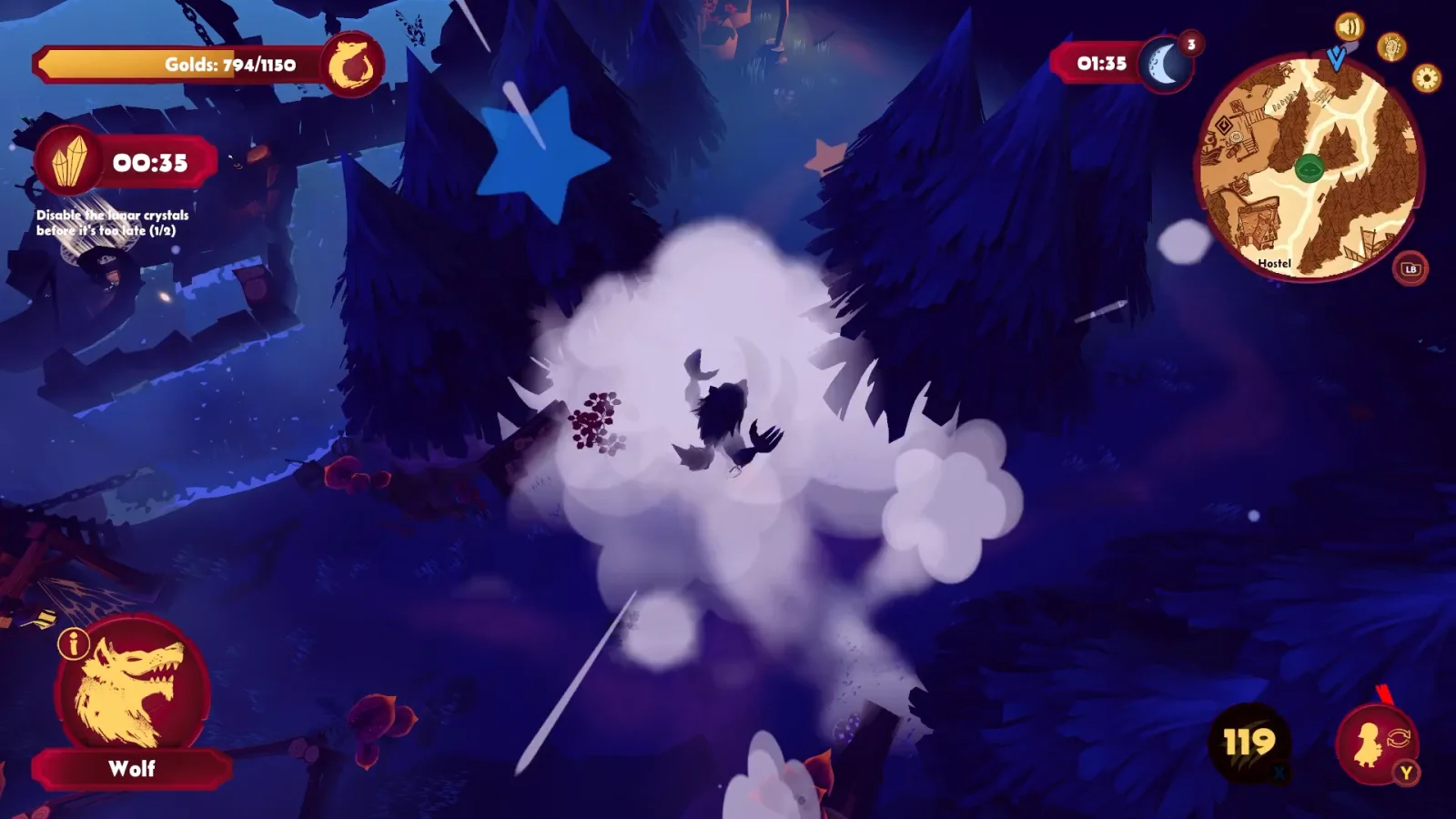 Attaque d'un loup pendant la nuit