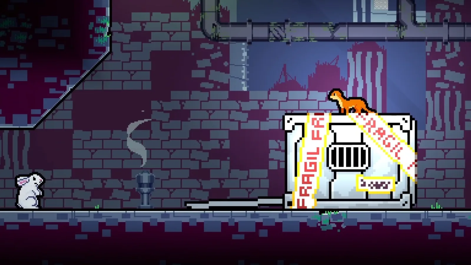 An orange otter has just freed a white rabbit that will become a playable character.